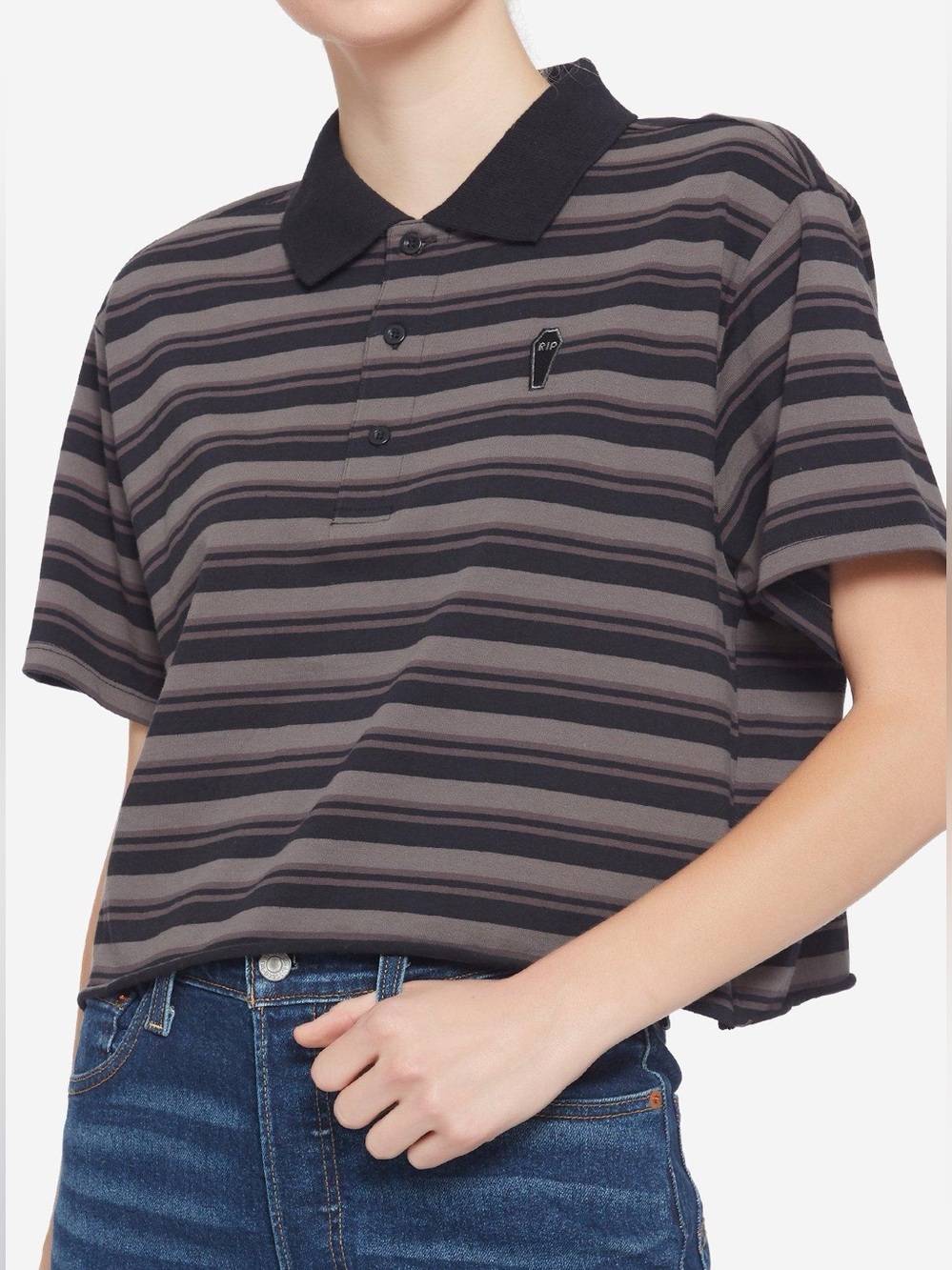 Striped Oversized Coffin Polo Shirt